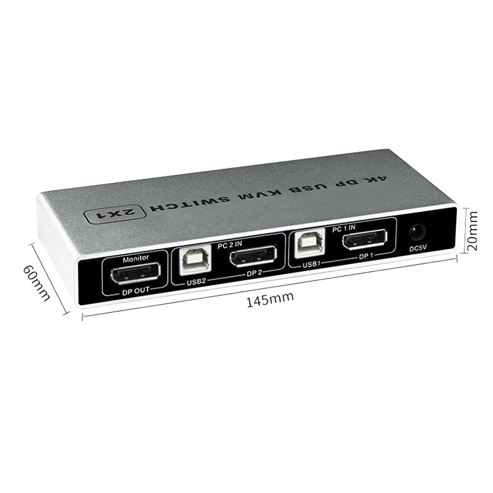 Dual Port Monitor Computer 1 Out KVM Switch VGA Mouse Support 4K 60Hz HDMI USB Stable Displayport Controller Connection
