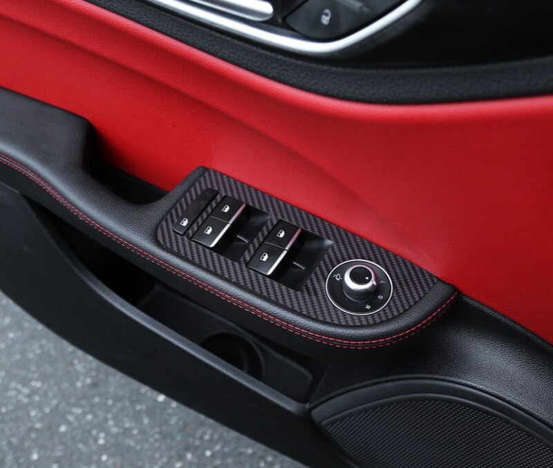 4 Stks/set Koolstofvezel Auto Binnendeur Richting Schakelaar Decoratie Sticker Auto-Styling Voor Alfa Romeo Giulia