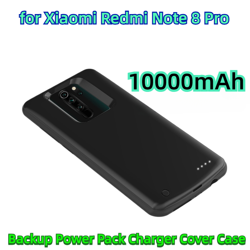 Schokbestendige en slanke batterijopladerhoes voor xiaomi redmi note 8 pro 8 10000 mah reservebatterij.
