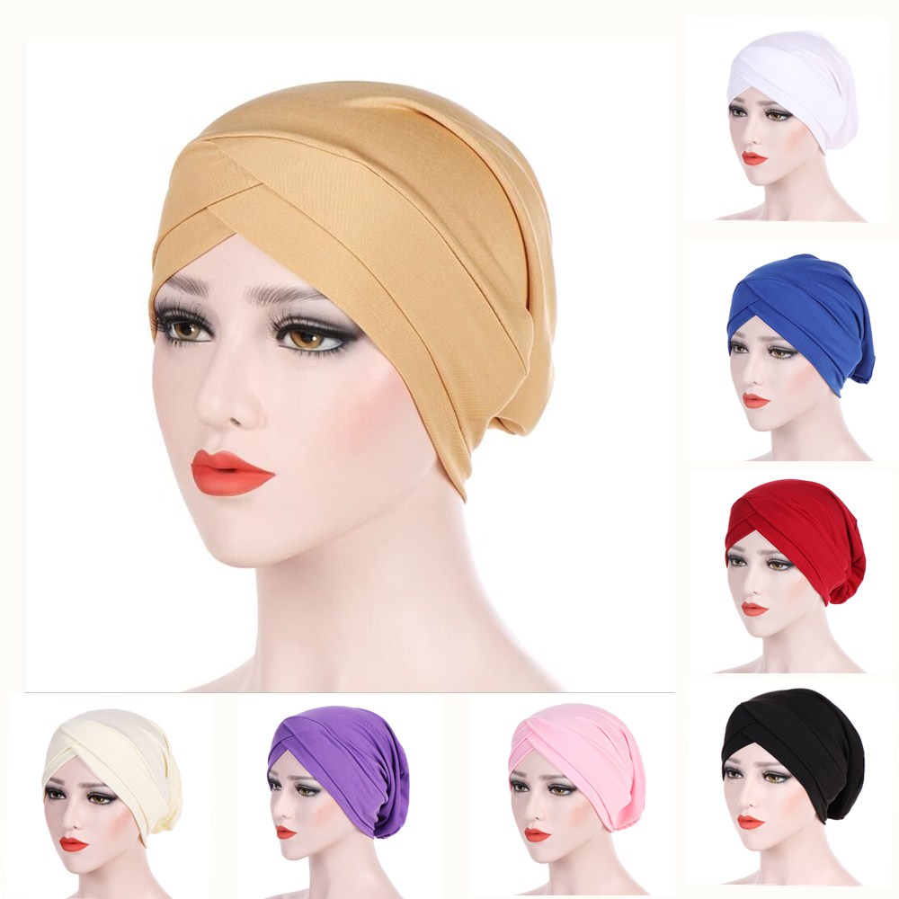 Musulman croix écharpe intérieure Hijab casquette islamique coiffe de tête chapeau bandeau Turban tête écharpe foulard femmes musulman Hijab bandeau