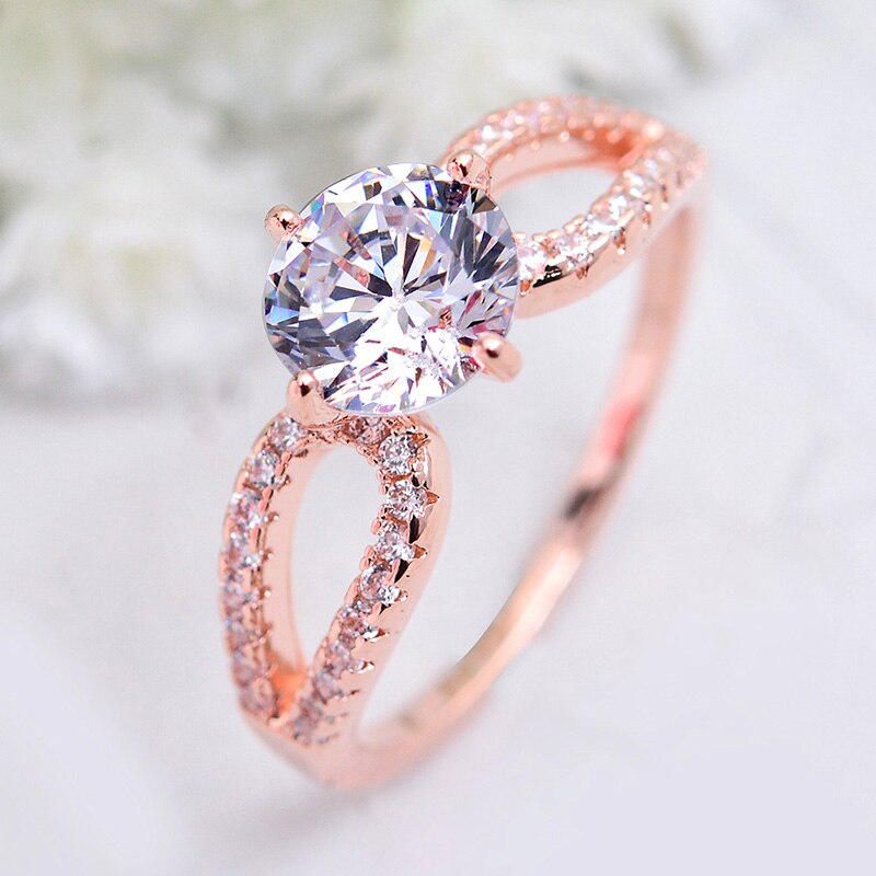 USTAR 1.25ct Round Cut AAA CZ Wedding Rings for women X-Shape gold/ engagement Rings Female Jewelry