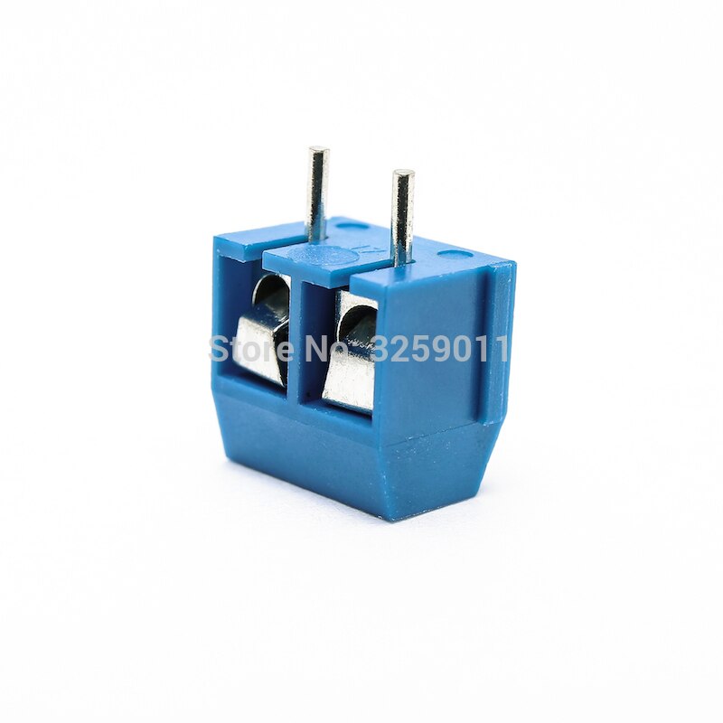 10PCS Small Electrical Connectors KF 301-2P Blue Copper 5.0mm Straight Pin PCB Screw Terminal Block Connector