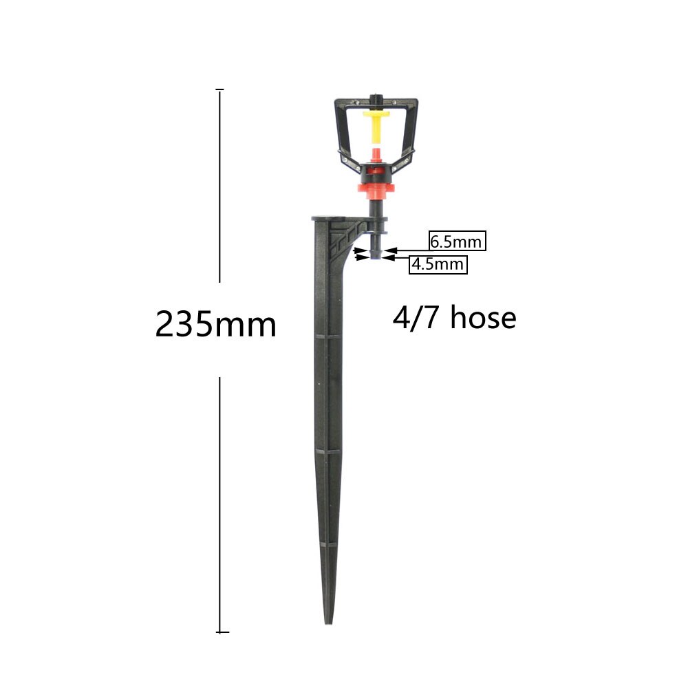 5Pcs Greenhouse 360 Refraction Micro Nozzle Garden Drip Irrigation Misting System Hanging Humidifier Sprayer w 4/7mm Barb: black