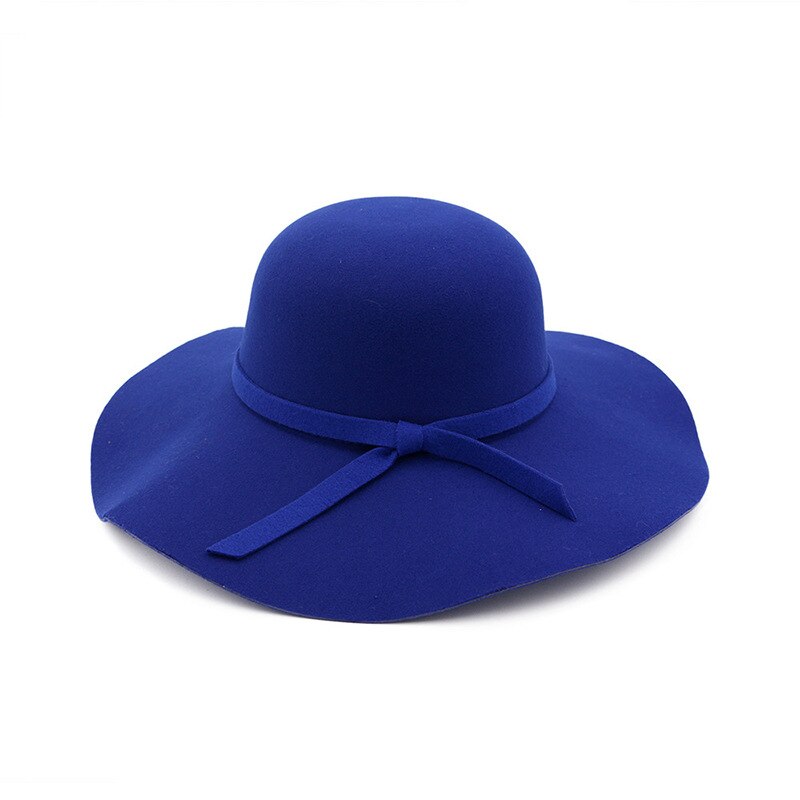 Hat fedora hat damer tophue damer klassisk fluffy bred-kant uldfilt bowler hat strand varm damer fedora hat spand cap