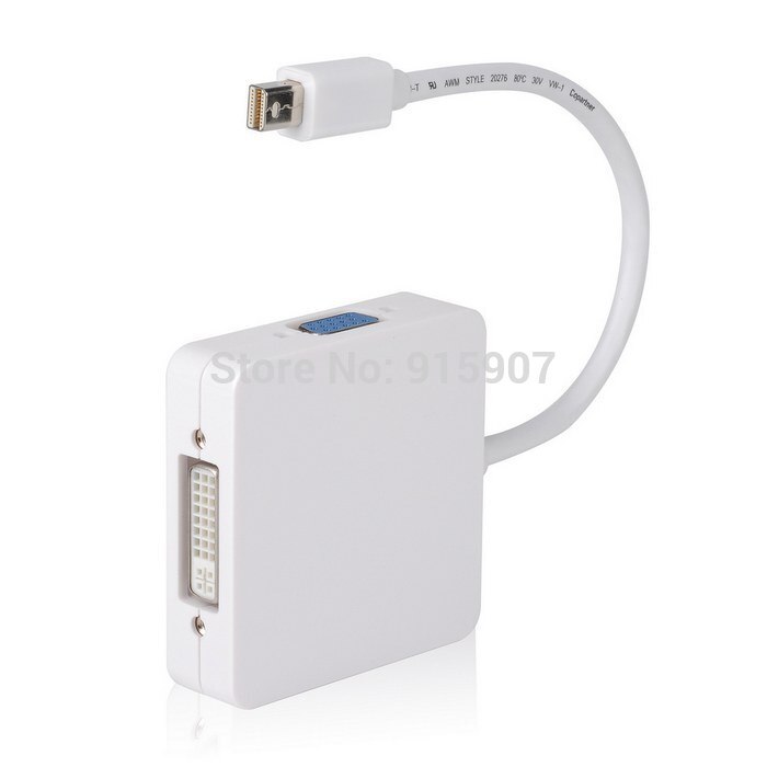 Xiwai Square Mini DP Displayport Thunderbolt to DVI VGA HDMI HDTV Adapter 3 in1