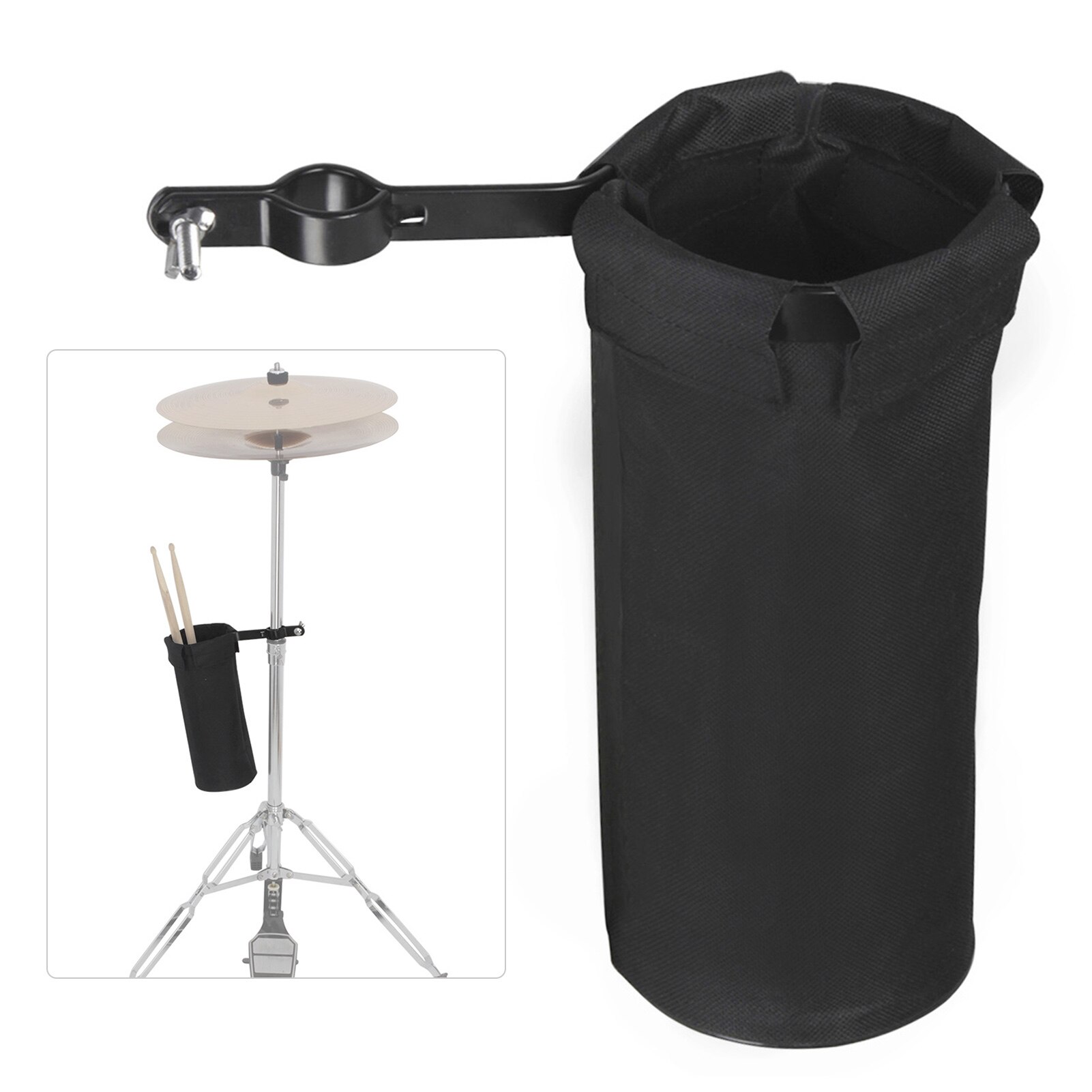 Cylindrical Drum Stick Holder 600D Fabric Clamp On for Drum Set with Clamp Mount