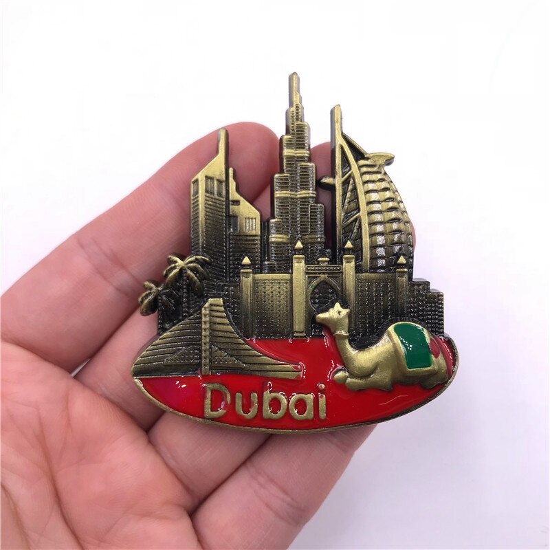 Dubai panoramic view metal refrigerator magnets Burj Al Arab Hotel alloy khalifa metal stickers travel souvenir