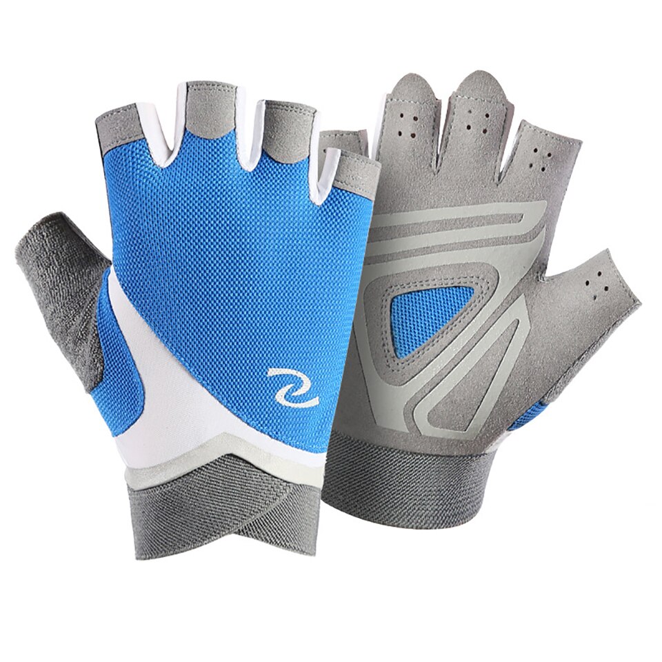 LOOGDEEL Fitness guanti mezze dita antiscivolo attrezzature per il Fitness traspiranti manubri allenamento palestra Body Building guanti da ciclismo: Dark Blue / S