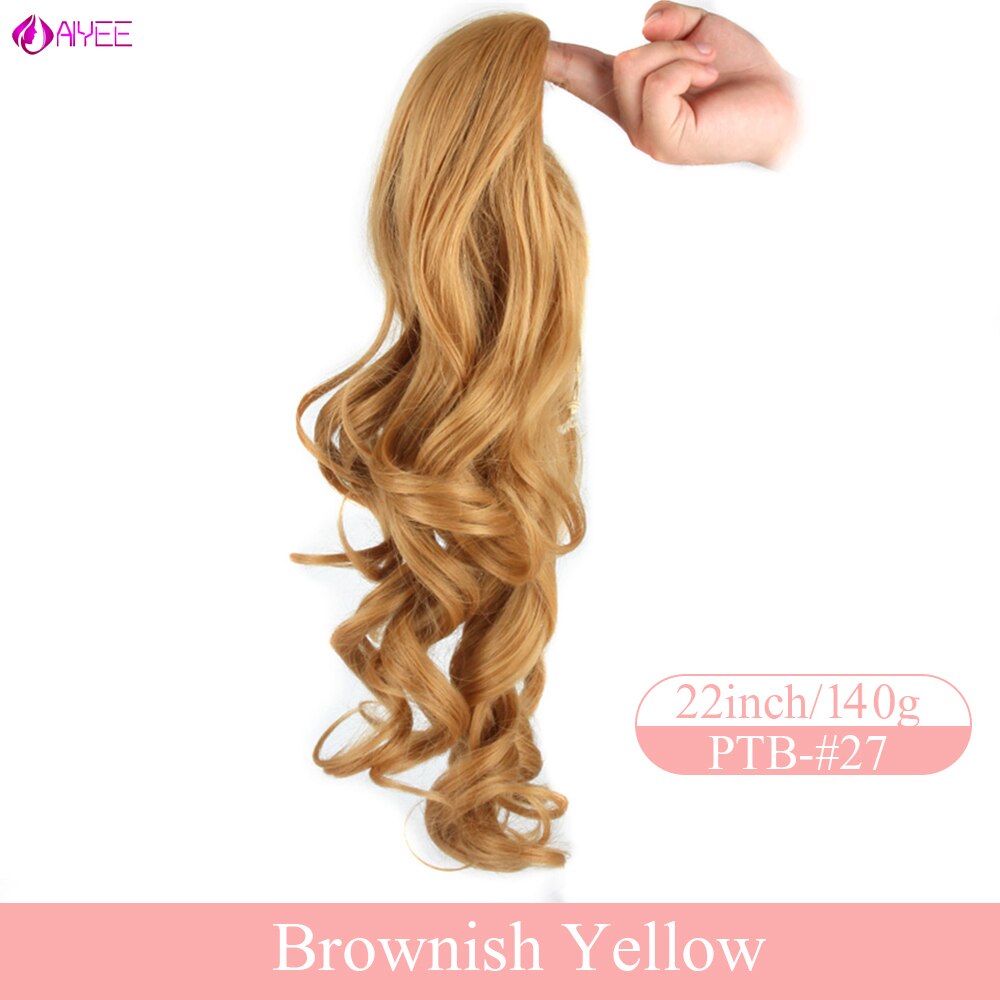 AIYEE Clip in Hair Extensions 55cm,22" Pony Tail Horsetail Synthetic Hairpieces Ponytail Drawstring Straight Ribbon Ponytails: 1B/30HL