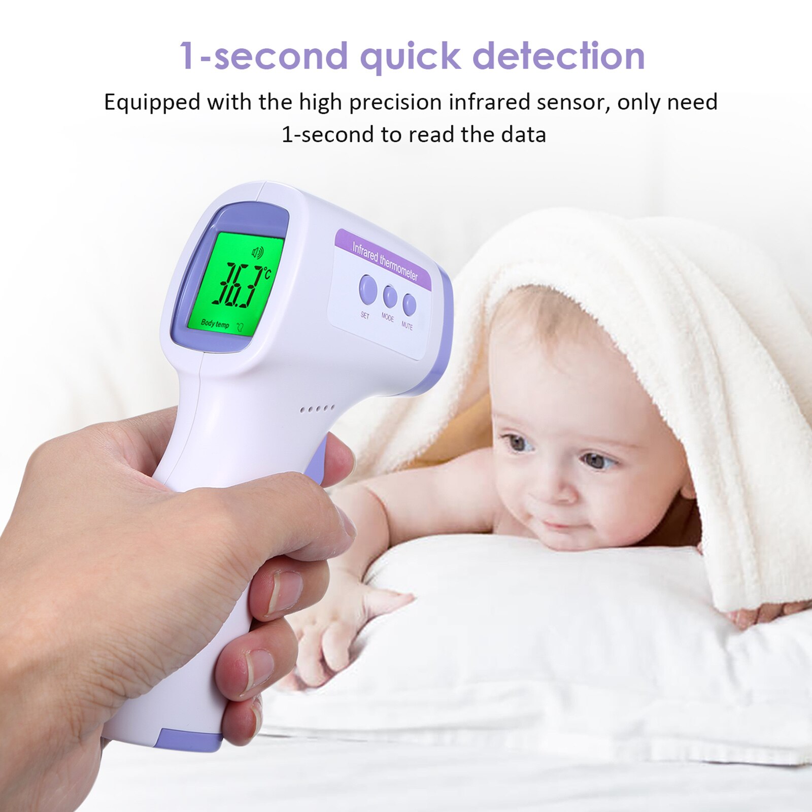 Voorhoofd Thermometer Voor Volwassenen Kids Baby Non Contact Thermometer Infrarood Digitale Temperatuurmeter Met Koorts Alarm