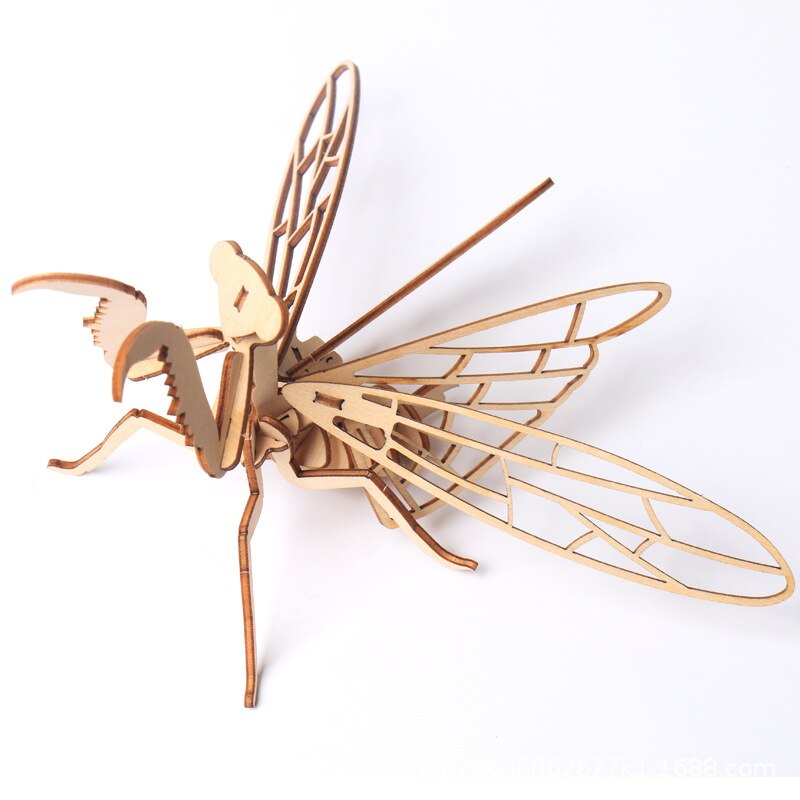 Kids Diy 3D Houten Puzzel Ambachtelijke Speelgoed Jigsaw Insect Dier Handgemaakte Montage Geschilderd Speelgoed Educatief Speelgoed Cadeau Voor Kinderen: Mantis