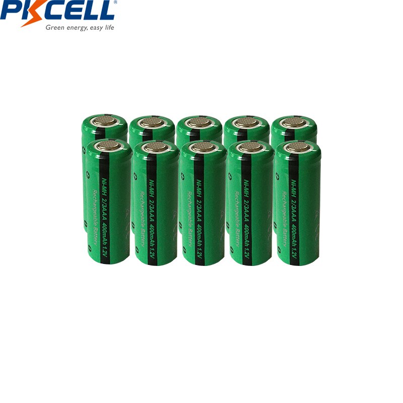 10 stuks oplaadbare ni-mh-batterijen 2/3 aaa 1.2v 400 mah platte vervanging voor zonnebloemen, afstandsbediening en tuinverlichting