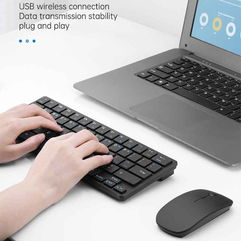 2.4G Wireless Keyboard Mouse Combo Set 1200DPI Silent USB Control for Laptop PC