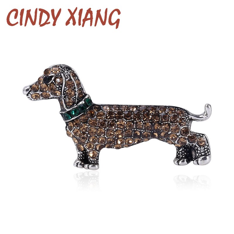 CINDY XIANG Rhinestone Cute Vivid Puppy Brooch Women And Men Unisex Dog Brooches Animal Pin