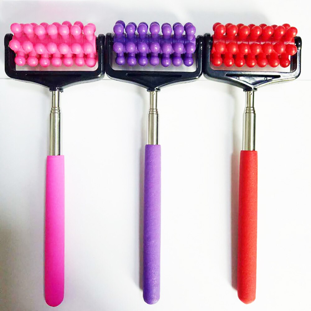 1pc Stainless Steel Back Massager Roller Telescopic Handy Back Scratcher Adjustable Body Massage Relax Tool Stress Relief Office