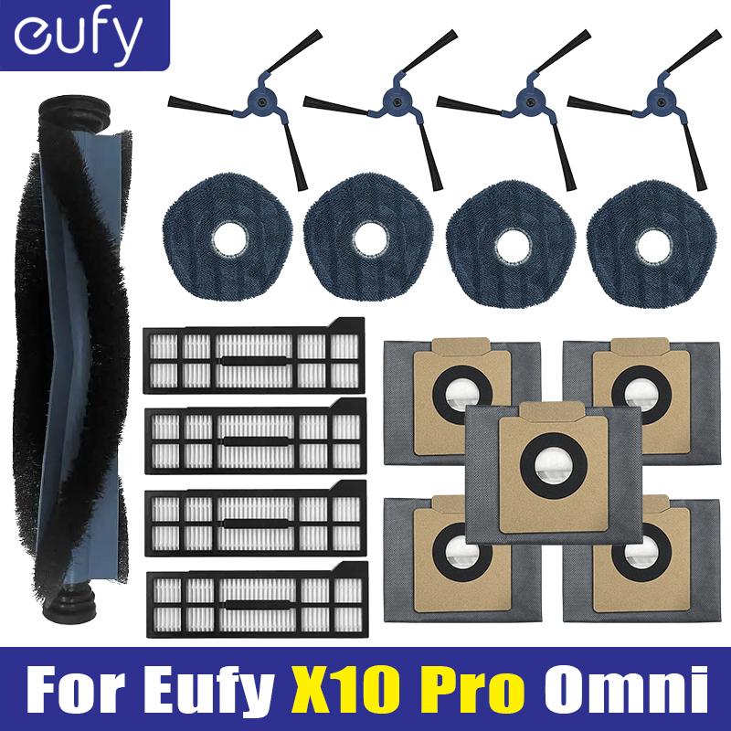 Piezas de repuesto para Eufy X10 Pro Omni, accesorios, filtro de Cepillo Lateral de rodillo, paño de mopa, almohadillas, bolsa de polvo, pieza de aspiradora