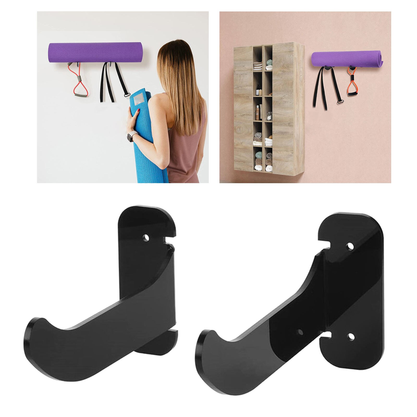 Yogamattenhalter, wandhalterung für fitnesskurse, handtuch, schaumstoffrolle