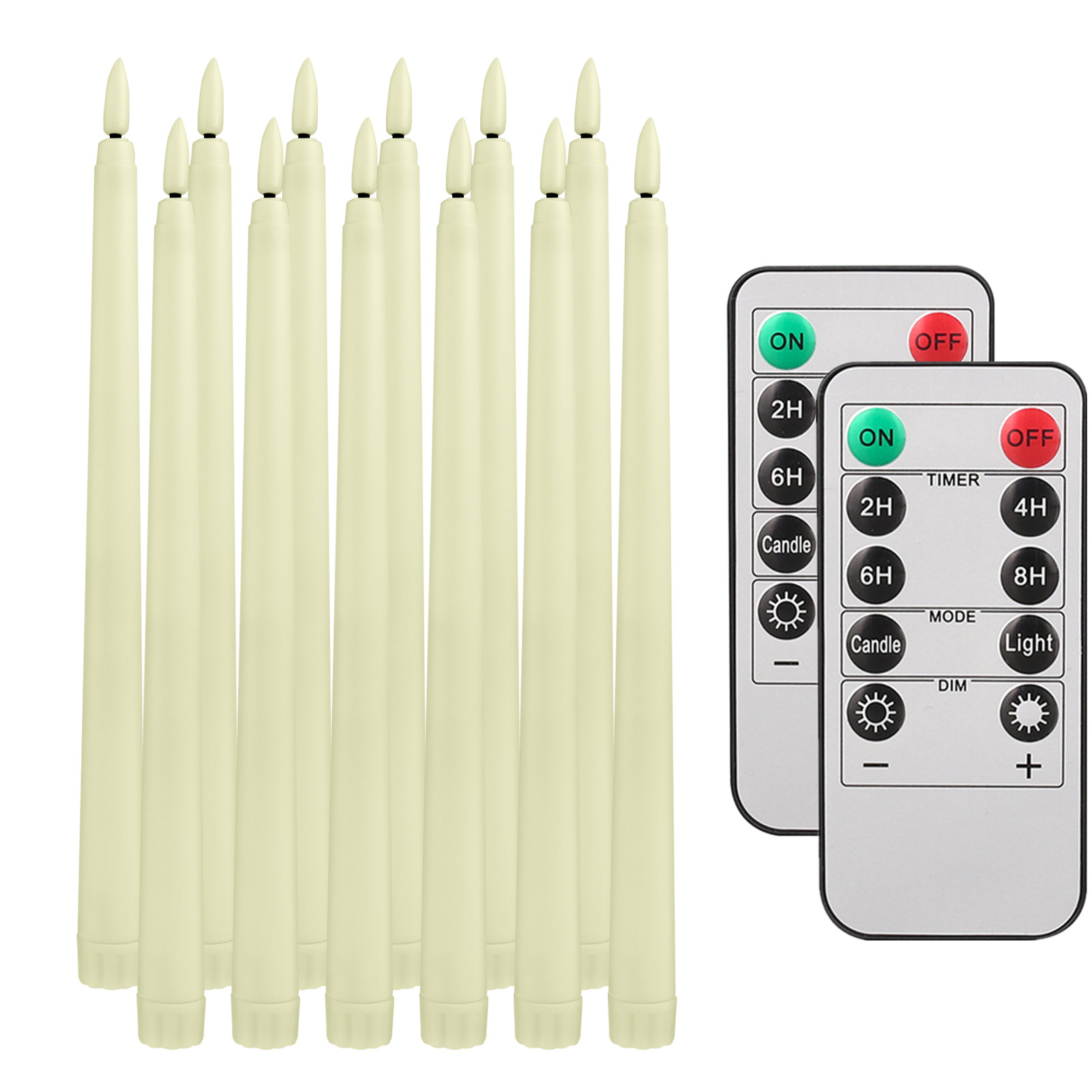 Velas cónicas LED sin llama, 12/24 Uds., parpadeantes con control remoto, candelabros de marfil con pilas de 11 ", decoración navideña para el hogar y la boda: grape