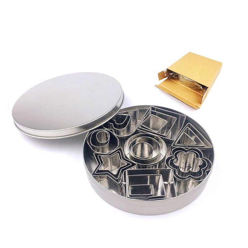 Mini Mini Cookie Cutter Shapes Set - 24 Small Molds to Cut Out Pastry Dough, Pie Crust Fruit , Flower, Heart, Star, Geometric