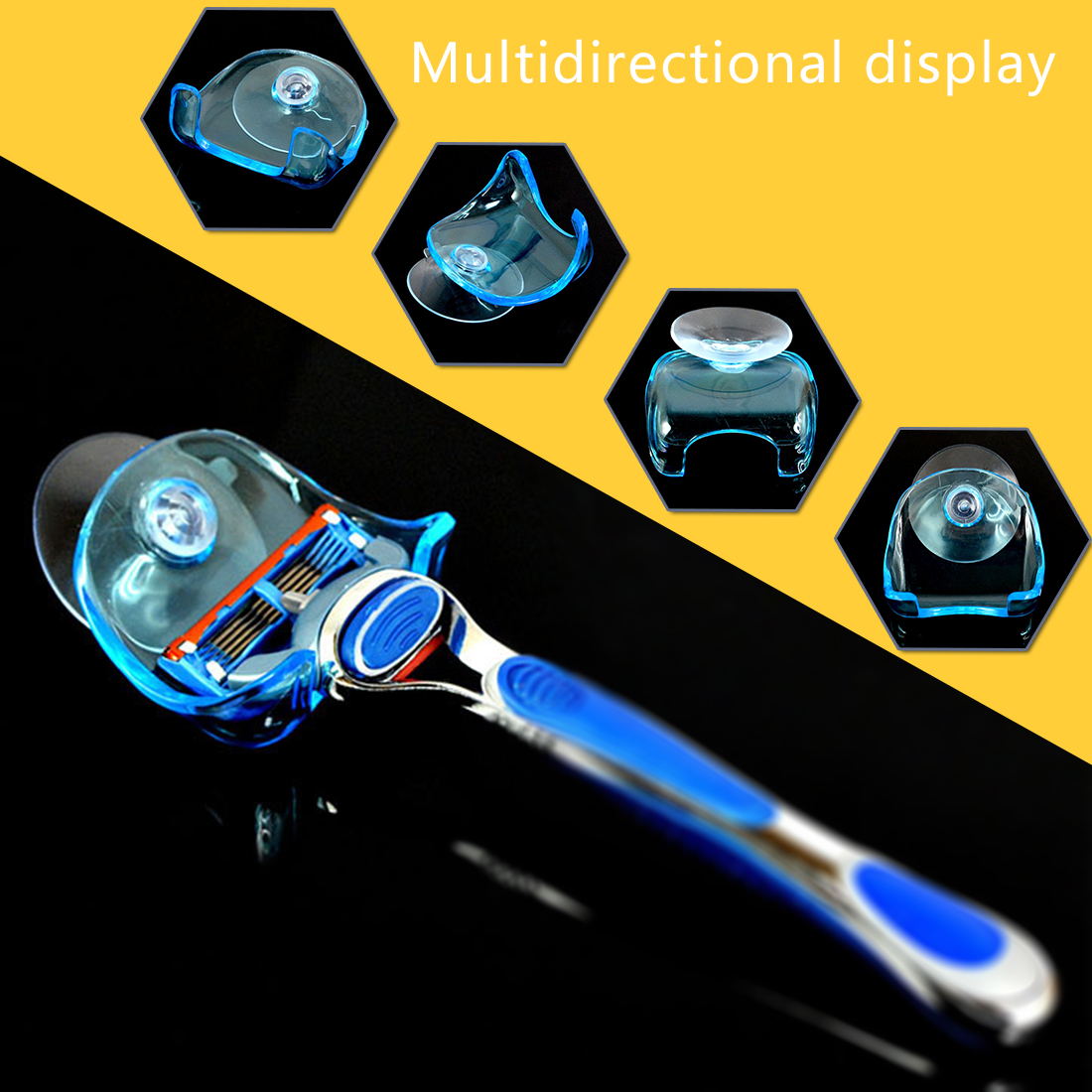 Bathroom Razor Holder 1Pcs Clear Blue Plastic Super Suction Cup Razor RackSuction Cup Shaver