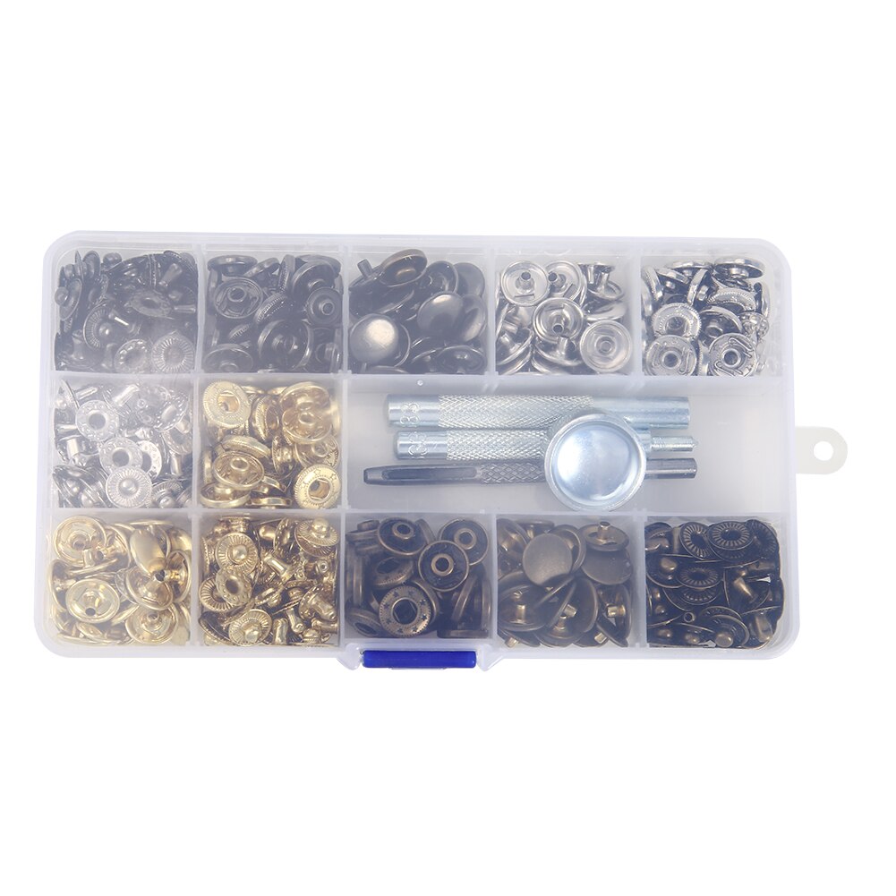Leather Snap Fasteners Kit,12mm Metal Button Snaps Press Studs Clasps Buttons Sewing Buttons for Clothes,Jackets: 100PCS
