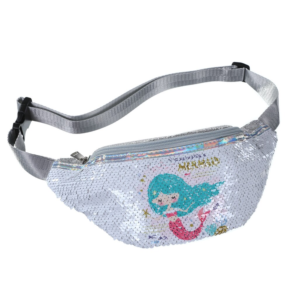 Mermaid Sequins Waist Bag Women Colorful Fanny Pack Girls Chest/Belt Bag For Teenage Girls Waist Pack Glitte Phone Pouch: Brown