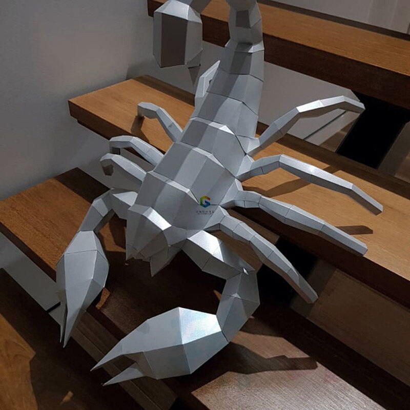 45Cm 3D Paper Model Scorpion DIY Papercraft Animal Stereo Origami Children Toys Office Decoration Handmade Home Craft: Silver