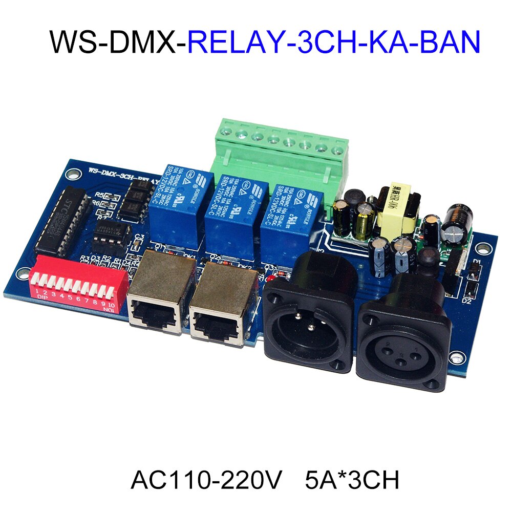 3CH 4CH 8CH 12CH 16CH Relay Switch RGB Controller LED DMX512 Decoder Controller Dimmer DC12V AC110-220V For Led Strp Lights Lamp: DMX-RELAY-3CH-KA-BAN