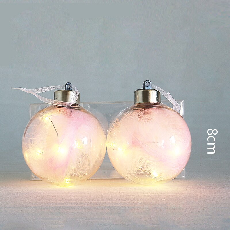 8Cm Kerst Ballen Met Verlichting Boom Ornamenten Led Licht Onbreekbaar Xmas Bruiloft Jaar Decoraties Bal: Pink