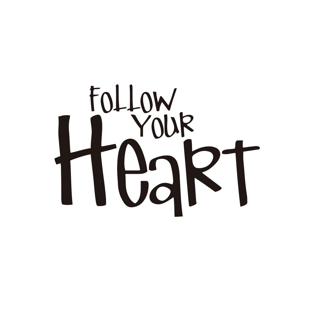 English Motto Wall Sticker FOLLOW YOUR HEART Living Room Bedroom TV Background Wall Art Decals: Default Title