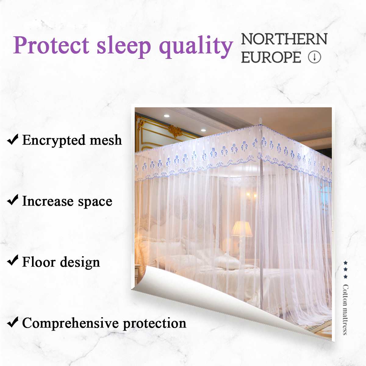 Four Corner Mosquito Netting Canopy Mosquito Net For Double Bed Mosquito Repellent Tent Insect Reject Canopy Bed Curtain