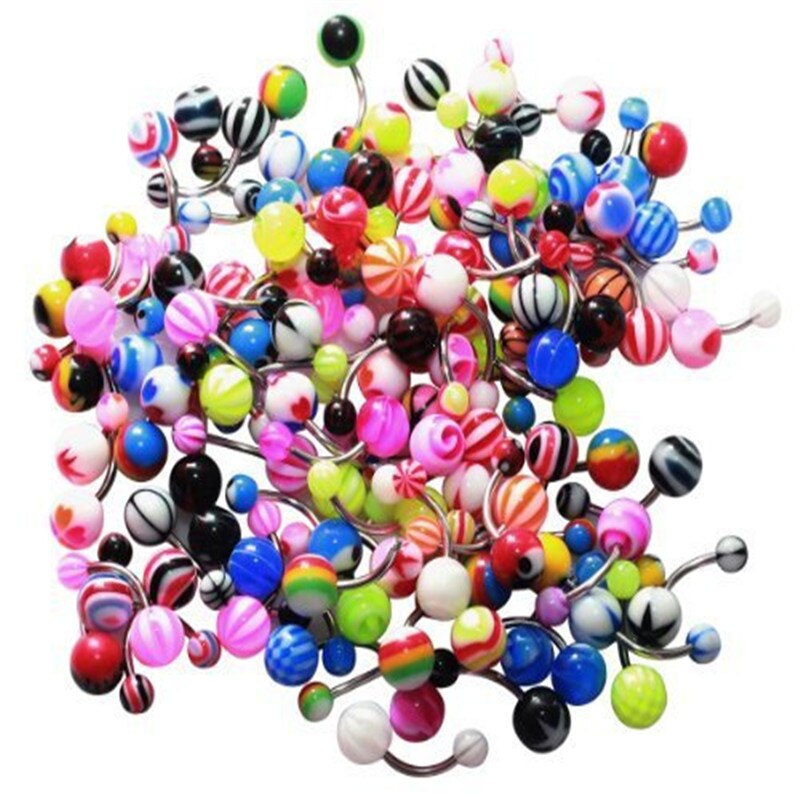 5/10/20Pcs Sexy Women's Mixed Color Belly Button Rings Navel Barbell Lip Piercing Ombligo Body Jewelry: 5pcs