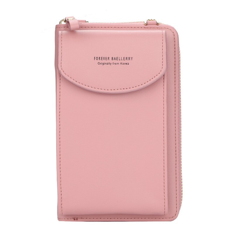 Dames portemonnee merk mobiele telefoon portemonnee grote kaarthouders portemonnee handtas portemonnee clutch messenger schouderbanden tas: Donkerroze