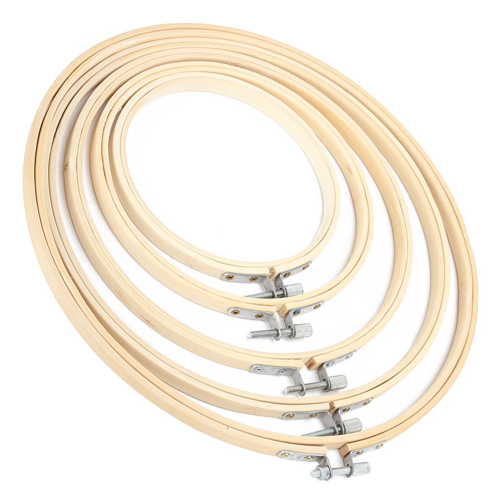 5Pcs Round Embroidery Hoops Cross Stitch Frame Ring Loop Bamboo Composite Hand Sewing Tools