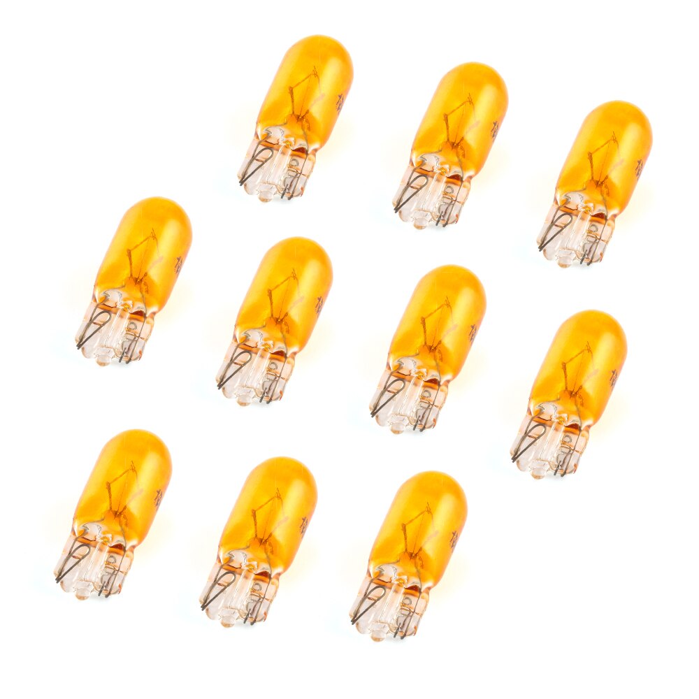Bombilla halógena w5w T10 para luces de estacionamiento de coche, luz amarilla con cuñas laterales, 194, 501, 10 Uds.