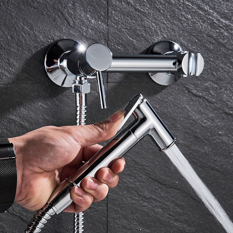 Europe Antique Brass Bath Bidet Faucet Cold Mixer Crane Bath Toilet flushing tool chrome or Antique Polished Wall Mount