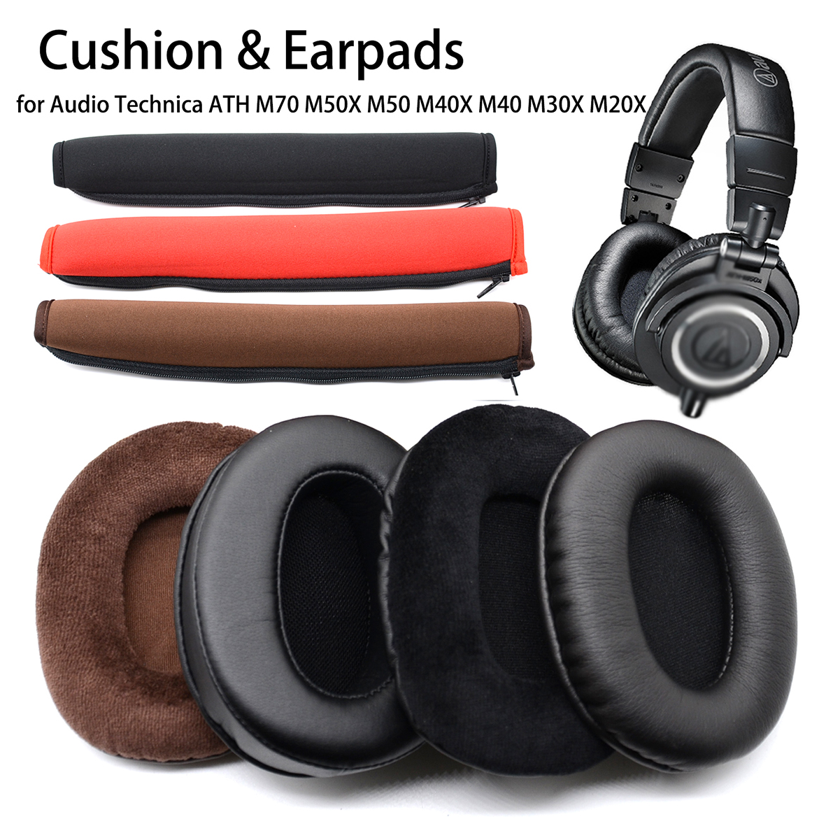 Ersatz Stirnband Ohrpolster Kissen für Audio Technica ATH M70 M50X M50 MSR7 M40X M40 M30X Headset Ohrenschützer Abdeckung ohr pads tassen