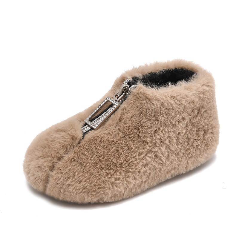 Cuzullaa freundlicher herbst Winter einfarbige fellstiefeletten schuhe für babys und mädchen größe 21-30