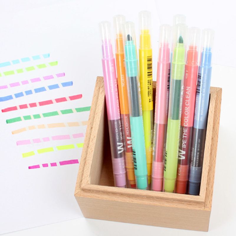 Rotulador que se puede borrar de doble punta, 10 Uds., rotulador de tiza líquida Pastel, marcador fluorescente, resaltador de Color