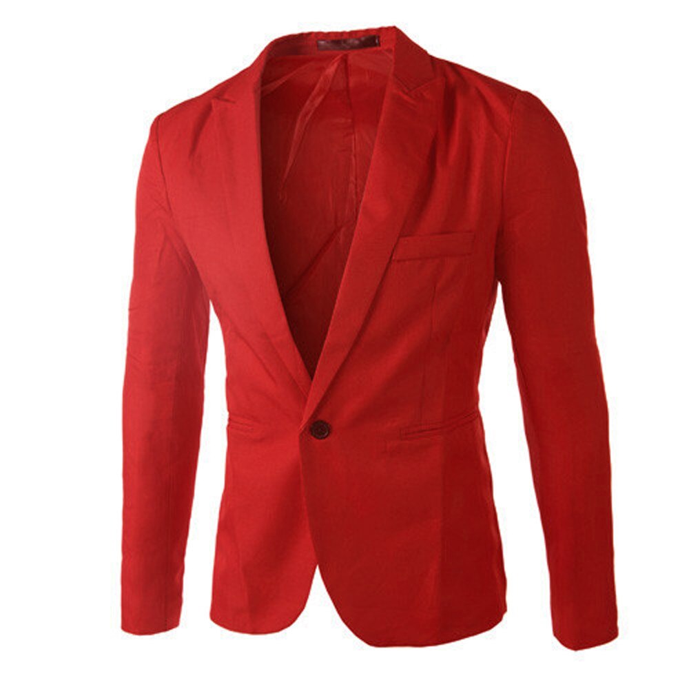 Zomer Blazer Mannen Blazer Masculino Mannen Mode Formele Zakelijke Blazer Een Knop Slim Fit Jas Mannen Pak Blazer kleding: Rood / XXXL