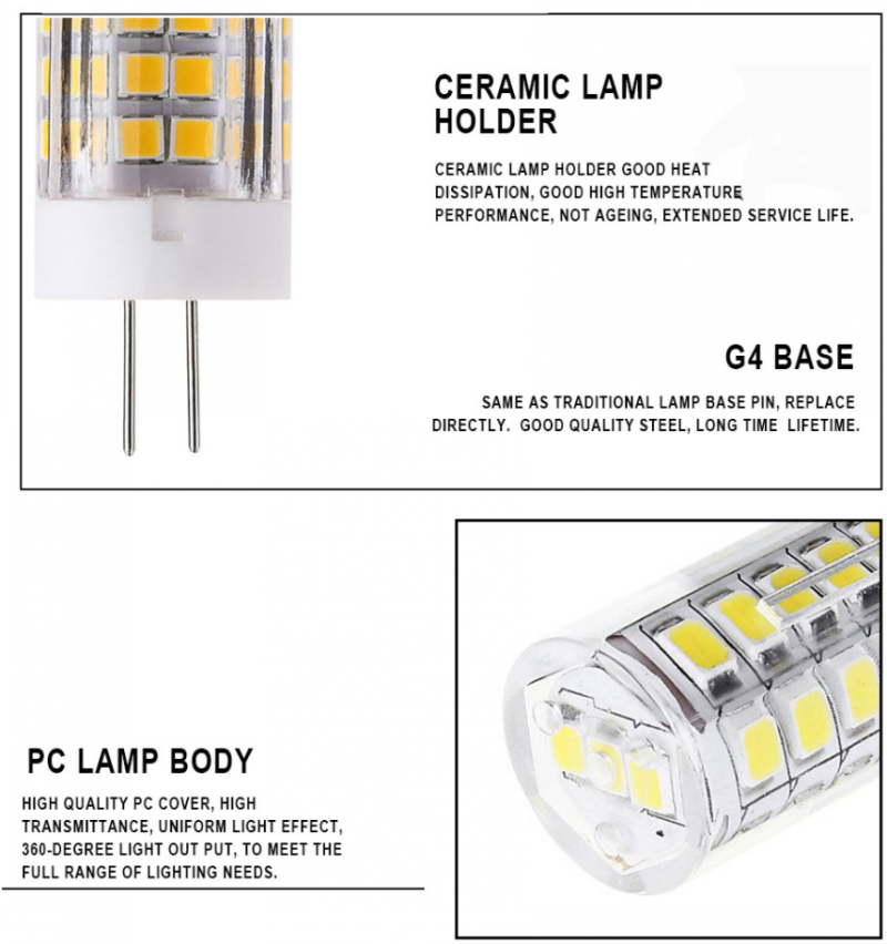 Lámpara de maíz de pin recto G4, 220V, SMD2835, 3W, 5W, 7W, 9W, bombilla Led de cerámica, reemplaza 30W, 40W, 60W, 80, luz halógena para candelabro