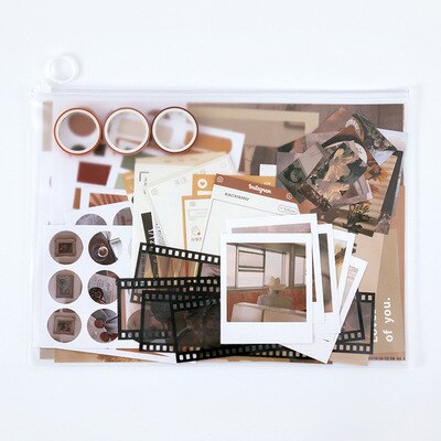 Diy Scrapbooking Sticker Label Masking Craft Tape Literary album series Tape sticker material paper set Decorative Stickers: brown
