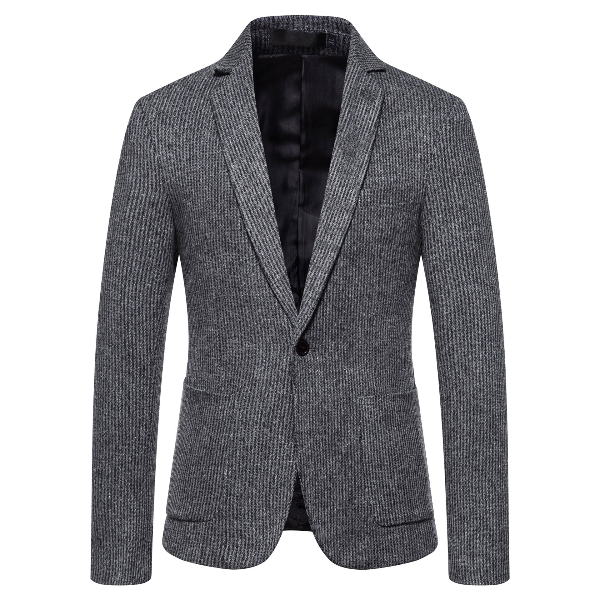 2022 nowa jesienna i zimowa moda męska solidny kolor garnitur koreańskiej wersji slim garnitur w stylu business casual wełniany płaszcz mężczyzn: Dark Gray / M