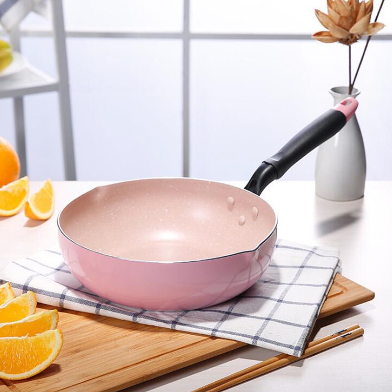 Yihao 24Cm Wok Non-stick Pan Gebakken Scoop Pan Frituren Non-stick Pot Fornuis Algemene Gebruik voor Gas En Inductie Kookplaat