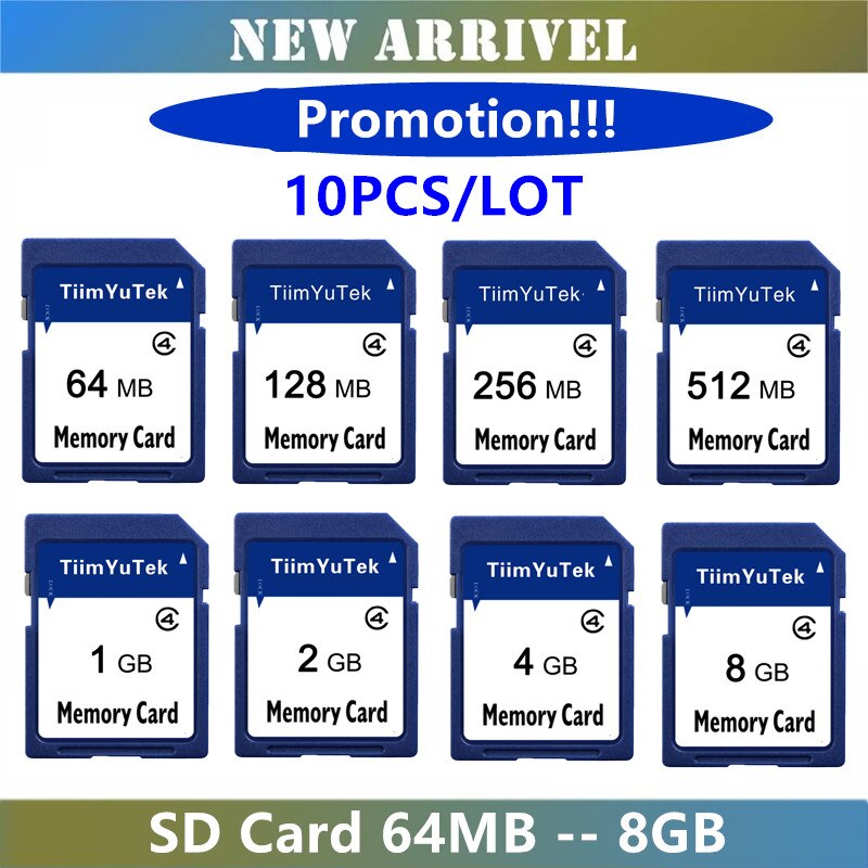Tiim Yu Tek(TM) – lot de 10 cartes SD, 16 go, 128 mo, 256 mo, 512 mo, 1 go, 2 go, 4 go, 8 go, mémoire Flash numérique sécurisée, SDHC Standard