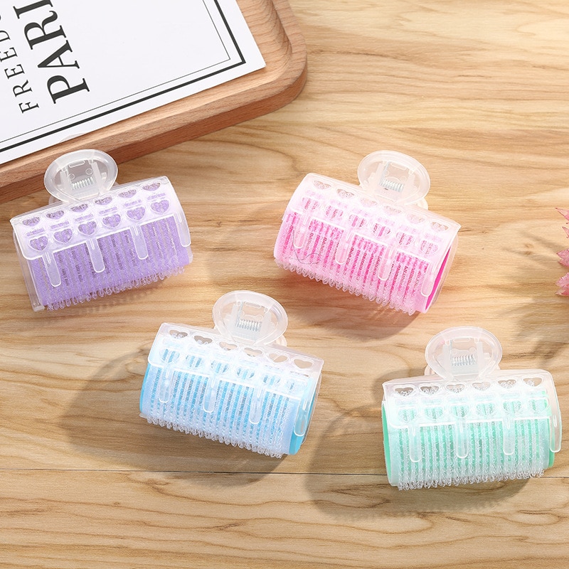 3pcs mulheres meninas cor-de-rosa cabelo ondulação onda rolos auto aperto salão de beleza pp plástico cabeleireiro rolos 3*6 cm