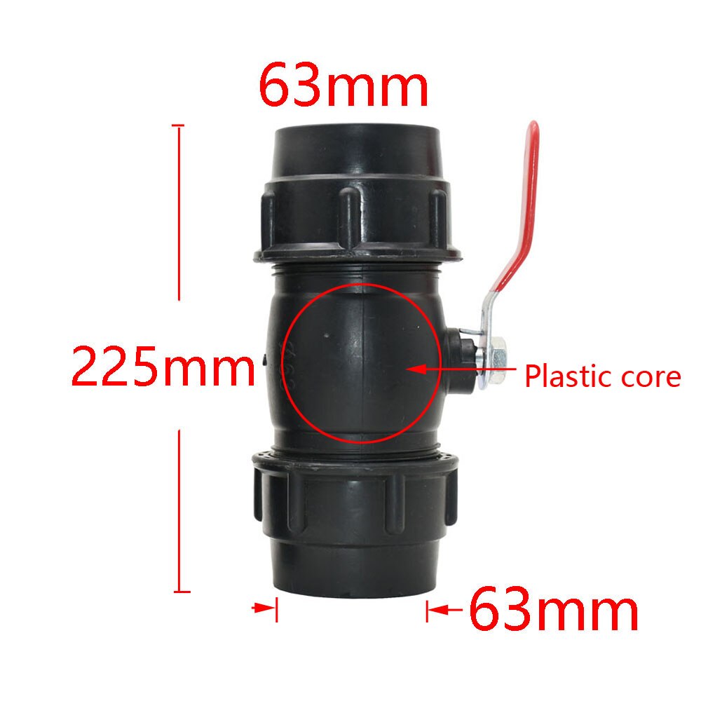 20/25/32/40/50/63Mm Plastic Waterleiding Snelkoppeling Tap Pe Buis koppeling Farm Plastic Metalen Kern Kogelkraan Fittings: 63mm