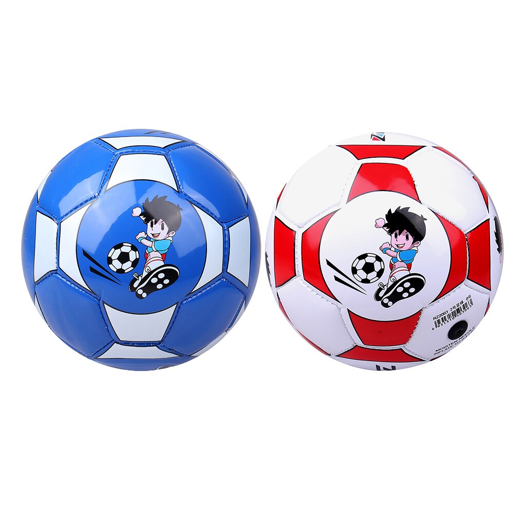 2pcs Football Ball Size 2 Soccer Training Ball for Toddler Teens Blue+Red