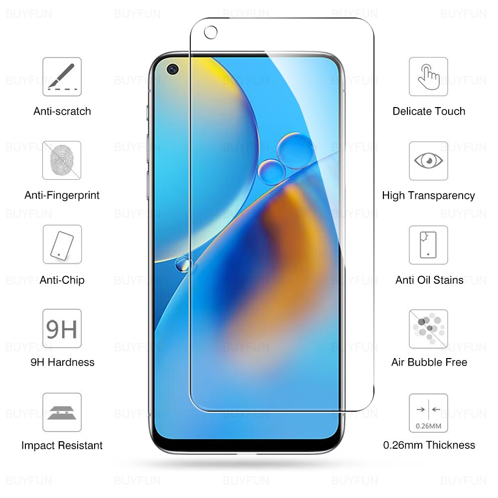 3Pcs Full Cover Protective Glass For OPPO A74 5G Phone Tempered Glass Screen Protector Film For A 74 OPPOA74 6.43&quot; Protection