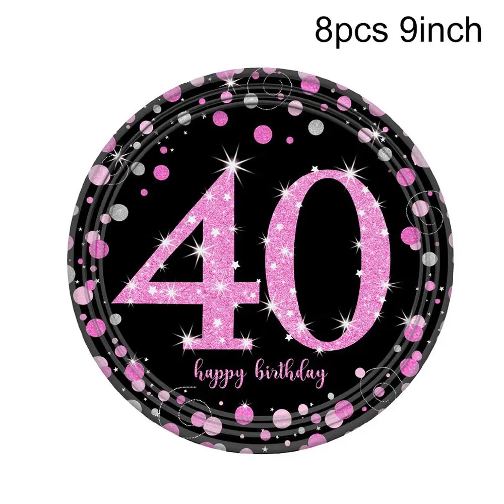 Cheer 40 Black Gold Balloon Happy Birthday 40 Years Balloons 40th Birthday Party Decoration Adults Foil Latex Baloon 40 Birthday: WHITE